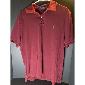 Polo Ralph Lauren Mens L Classic Fit Red Mesh Polo Shirt Green Pony Golf Outdoor